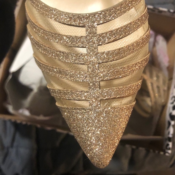 NIB Anne Michelle RiseUp glitter gold heels - Picture 3 of 6